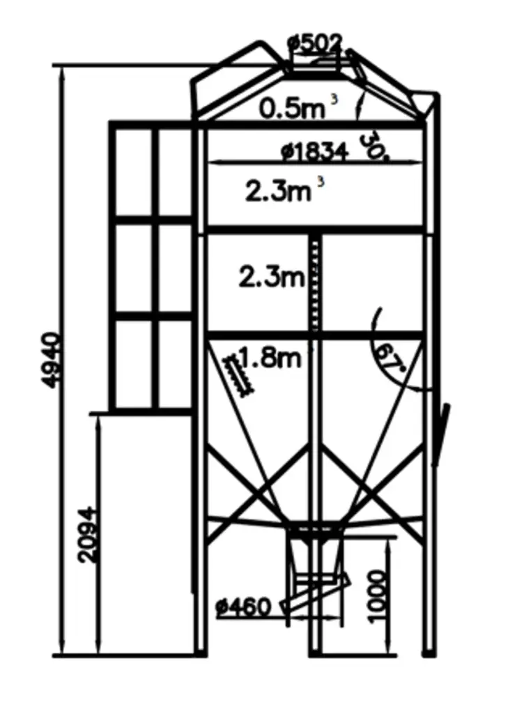 SILO RACAO 4.4T D1800 2A - 6.8m3