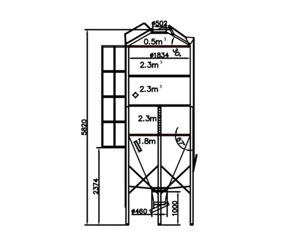 SILO RACAO 6.0T D1800 3A - 9.2m3