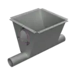 Auger receiving hopper, 75 mm, 1 line, 180 degrees, no notches